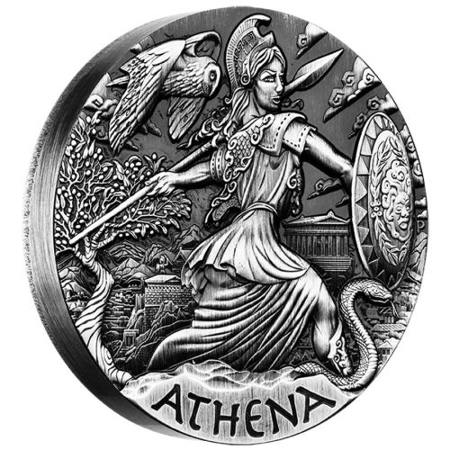 Srebrna moneta Atena boginie Olimpu Athena 99,9