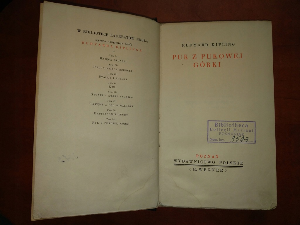 RUDYARD KIPLING - PUK Z PUKOWEJ GÓRKI 1935