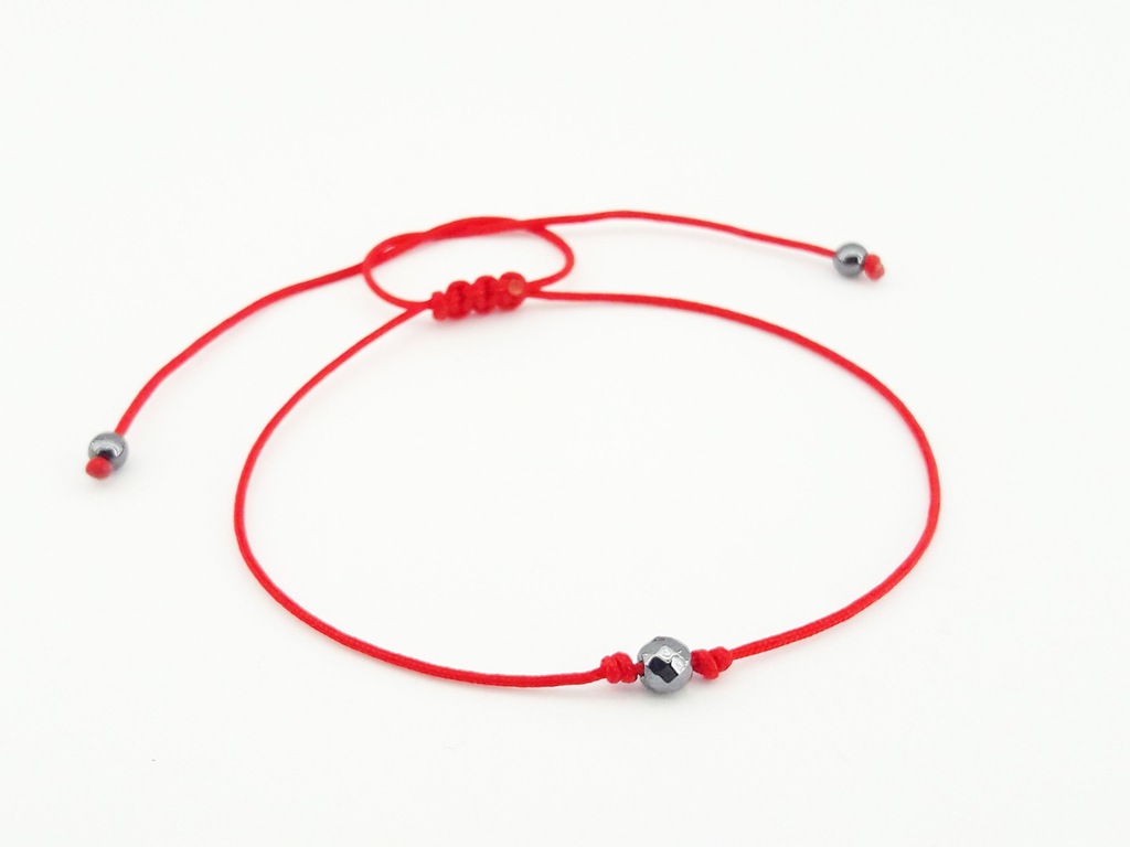 CZERWONA BRANSOLETKA NA SZCZĘŚCIE SZNUREK KAMIEŃ - 7469543590