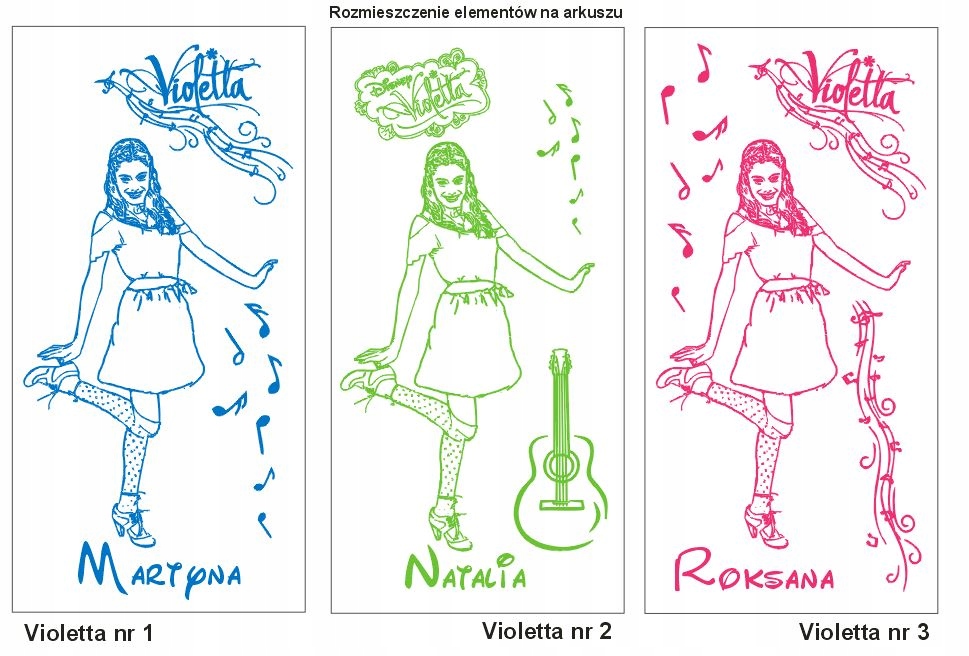 NAKLEJKI ścienne zestawy : Violetta