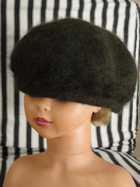 B696* KOREA* ZIELONY* BERET* ANGORA* MOHER* M