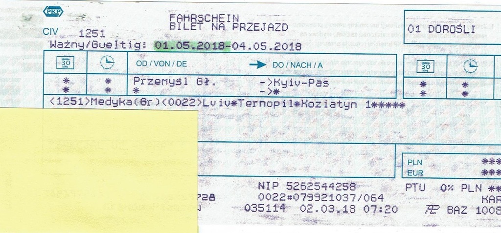 Bilety kolejowe Przemyśl-Kijów-Przemyśl PROMOCJA