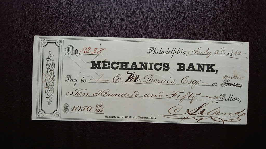 Weksel płatniczy Filadelfia 1862