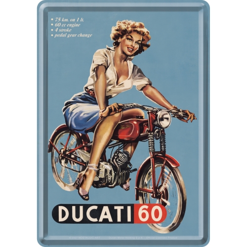 TABLICA POCZTÓWKA RETRO DUCATI motocykl PIN UP USA