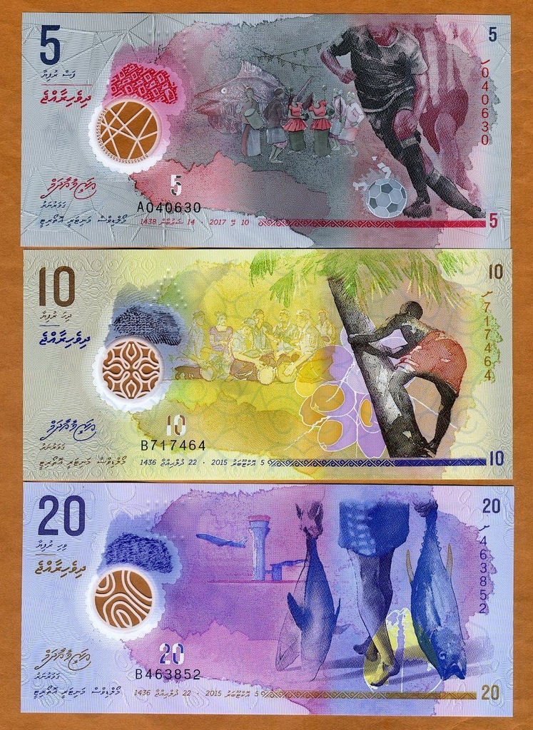 Banknoty Malediwy zestaw 3szt. UNC