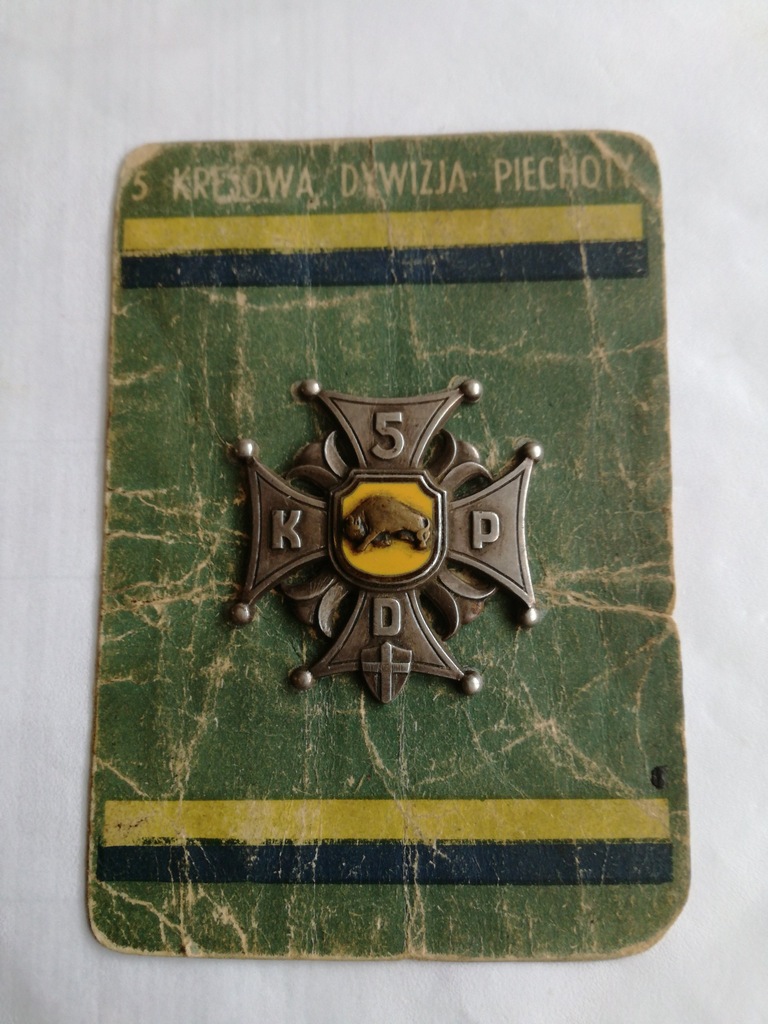 Odznaka 5 Kresowej Dywizji Piechoty z legitymacją