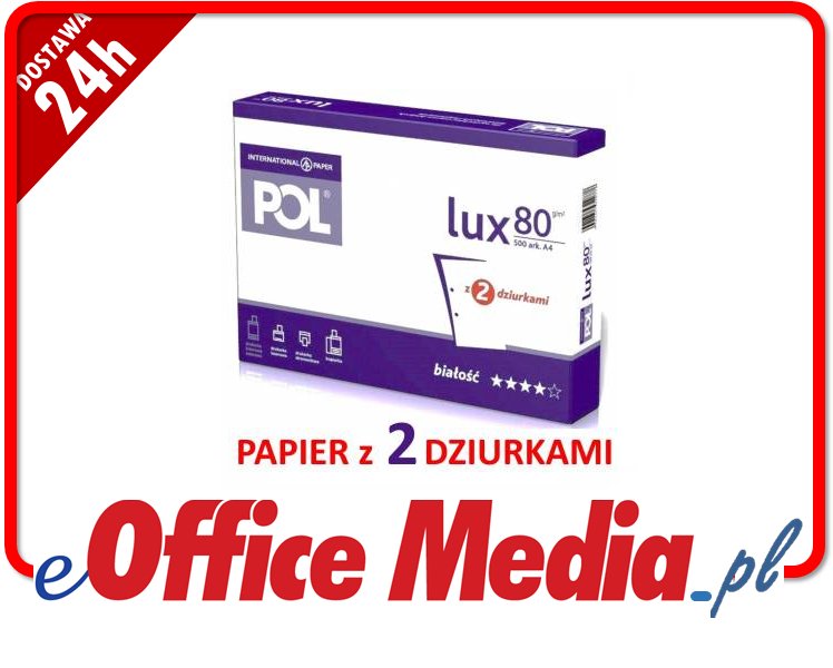 PAPIER POL LUX A4 Z 2 DZIURKAMI 80 g/m2, X03881