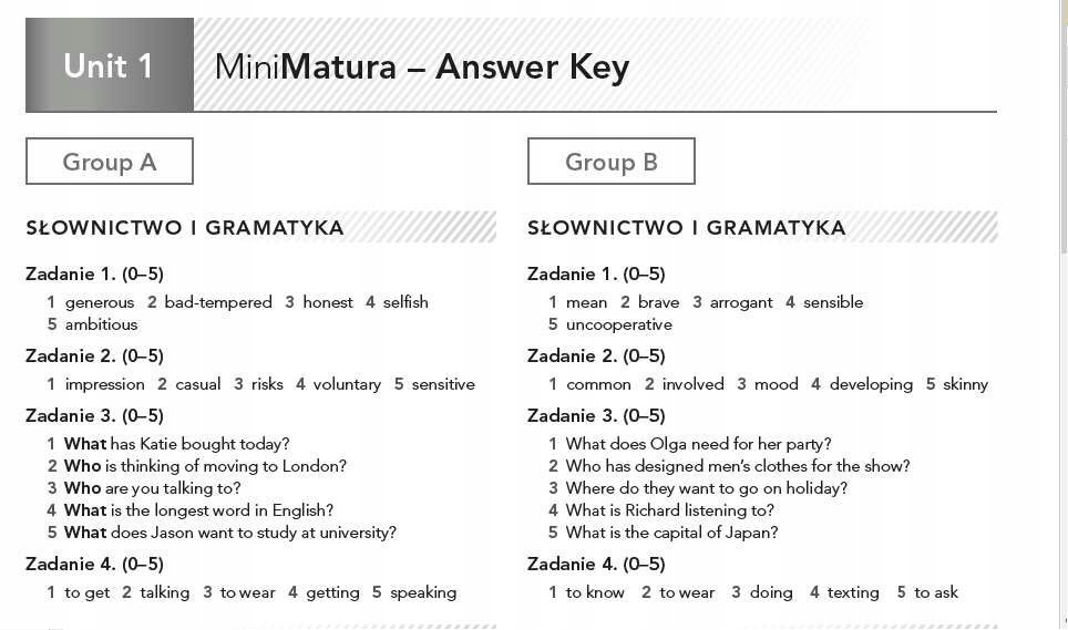 Mini Matura Unit 4 Sprawdzian Teacher book sprawdziany matura focus 2 3 testy - 7580992181