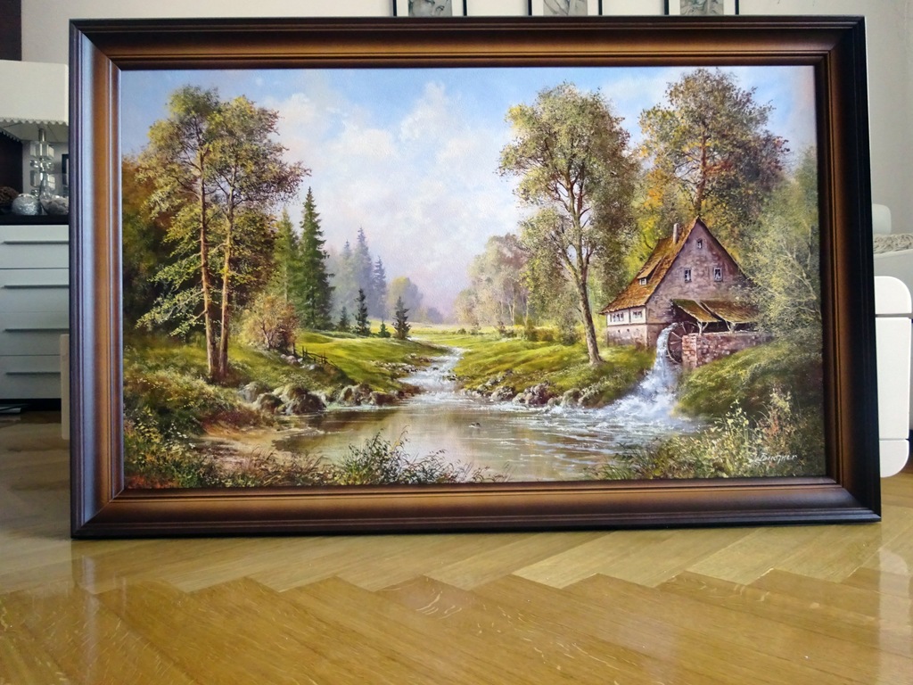 DUŻY OBRAZ KRAJOBRAZ PEJZAŻ LATO 110x70cm W RAMIE