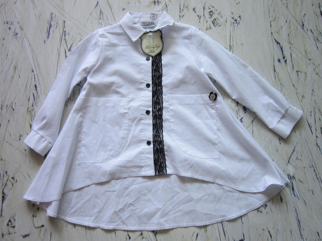 koszula biała z czarnym haftem r 98/104