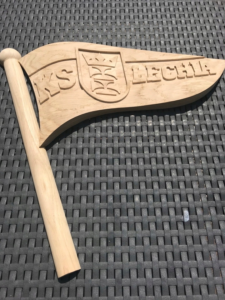 Herb logo Lechia Gdańsk 3D drewno dąb dla kibica