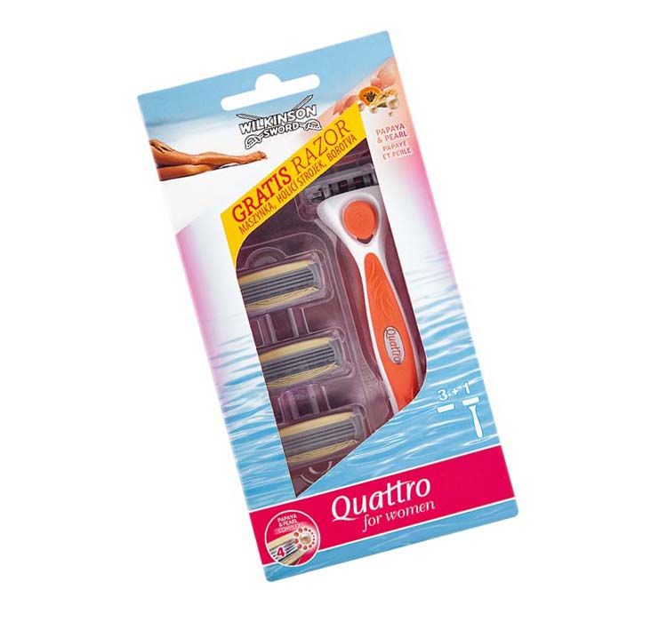 WILKINSON QUATTRO DAMSKA MASZYNKA UCHWYT 4 WKŁADY