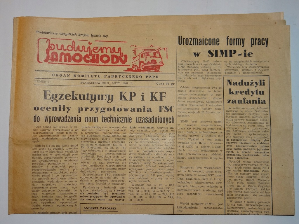 BUDUJEMY SAMOCHODY STAR FSC STARACHOWICE NR 8 1961