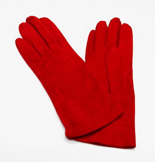 Czerwone welurowe/zamszowe rękawiczki S