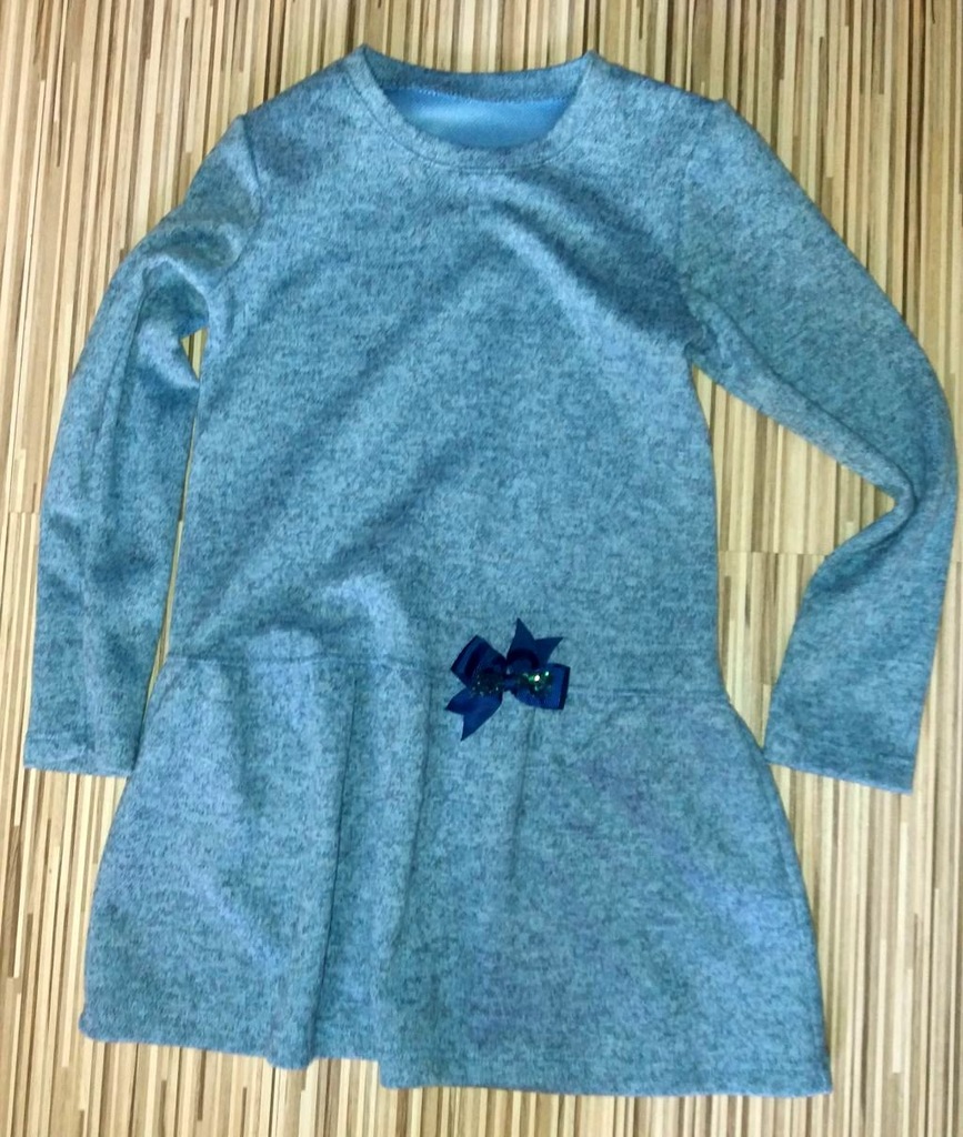 Sukienka Tunika Sweterkowa Niebieski Melanż 134