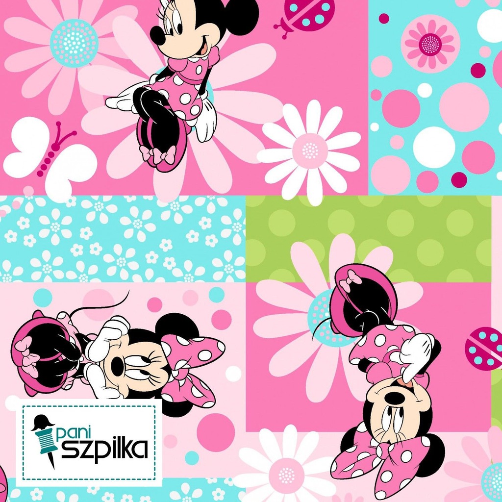 Tkanina bawełna USA Disney Myszka Minnie 10 cm