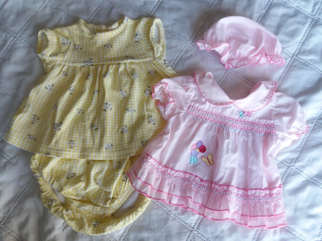 Zestaw 2 komplety sukienki niemowlęce r.56