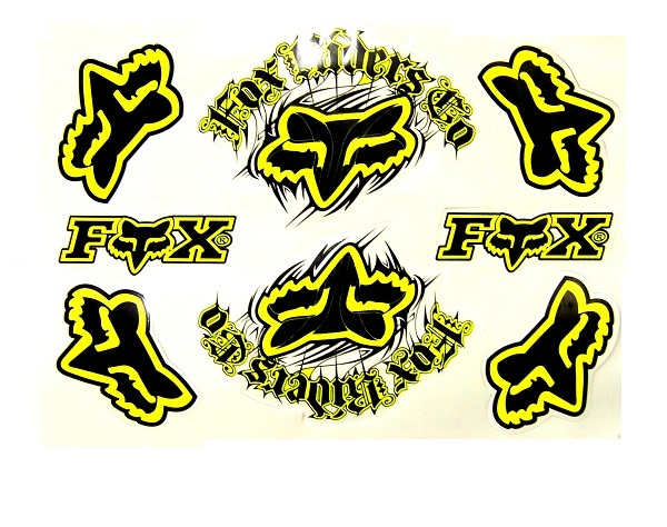 FOX NAKLEJKI ZESTAW CROSS NAKLEJKA NEON-CZARNE
