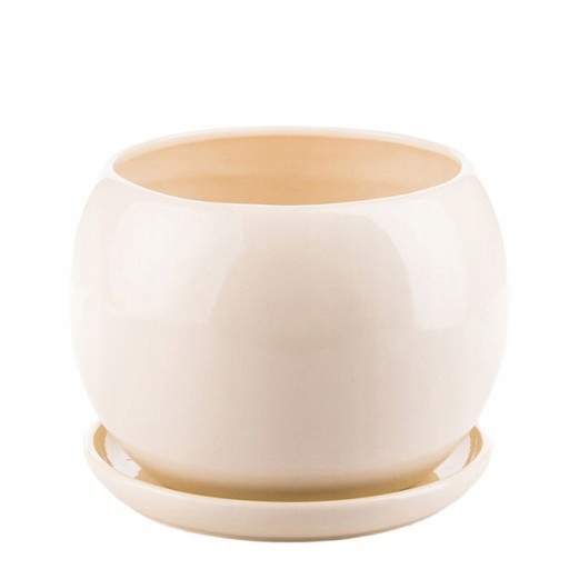 Doniczka kula z ceramiczną podstawką 3 KOLORY
