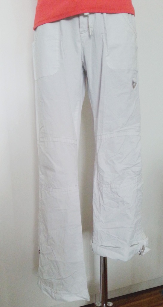 ESPRIT spodnie białe lekkie podwijane outdoor 34