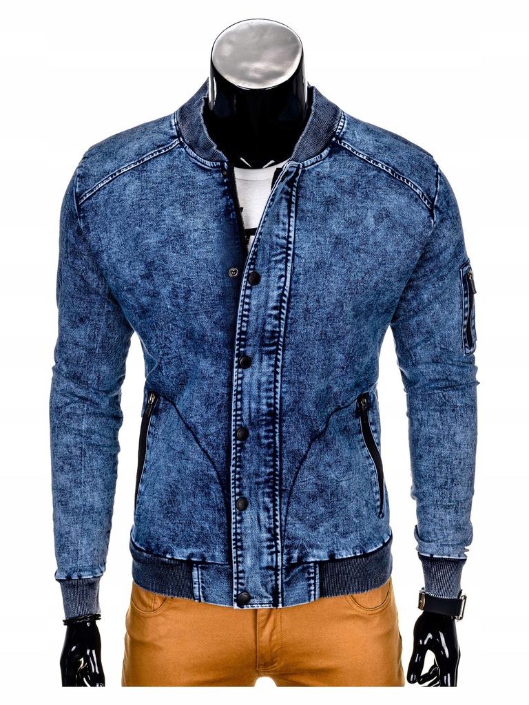 Kurtka męska modna bomber OMBRE C240 jeans M