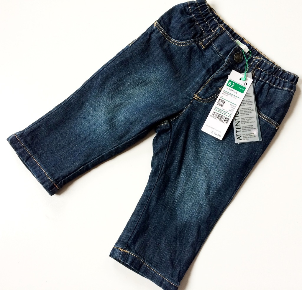 BENETTON spodenki jeans ocieplane  62 3-6m 