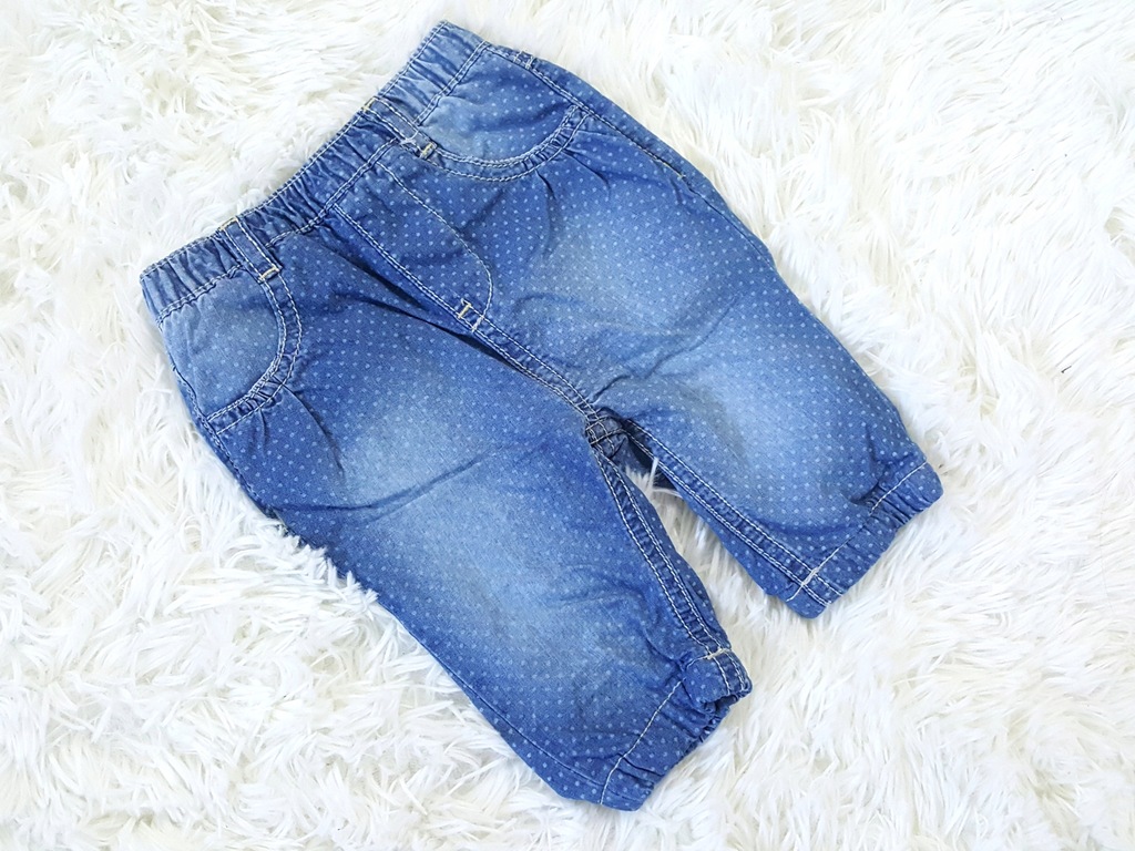 mothercare jeansy w kropeczki na bawełnie 0-3 m 62