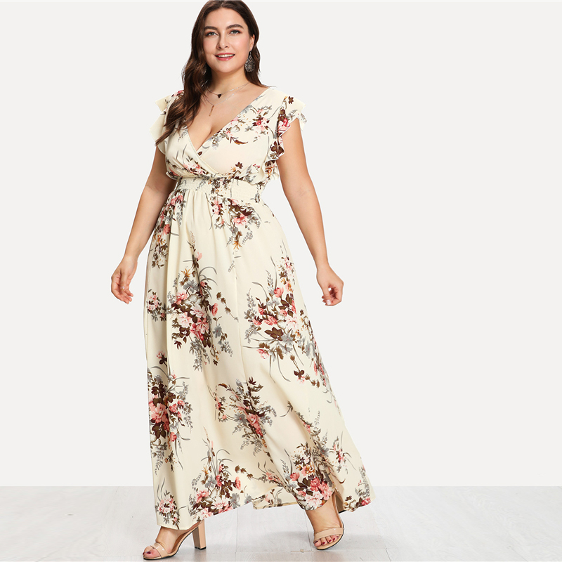 SUKIENKA W KWIATY MAXI PLUS SIZE FALBANKA LATO XL - 7355225737