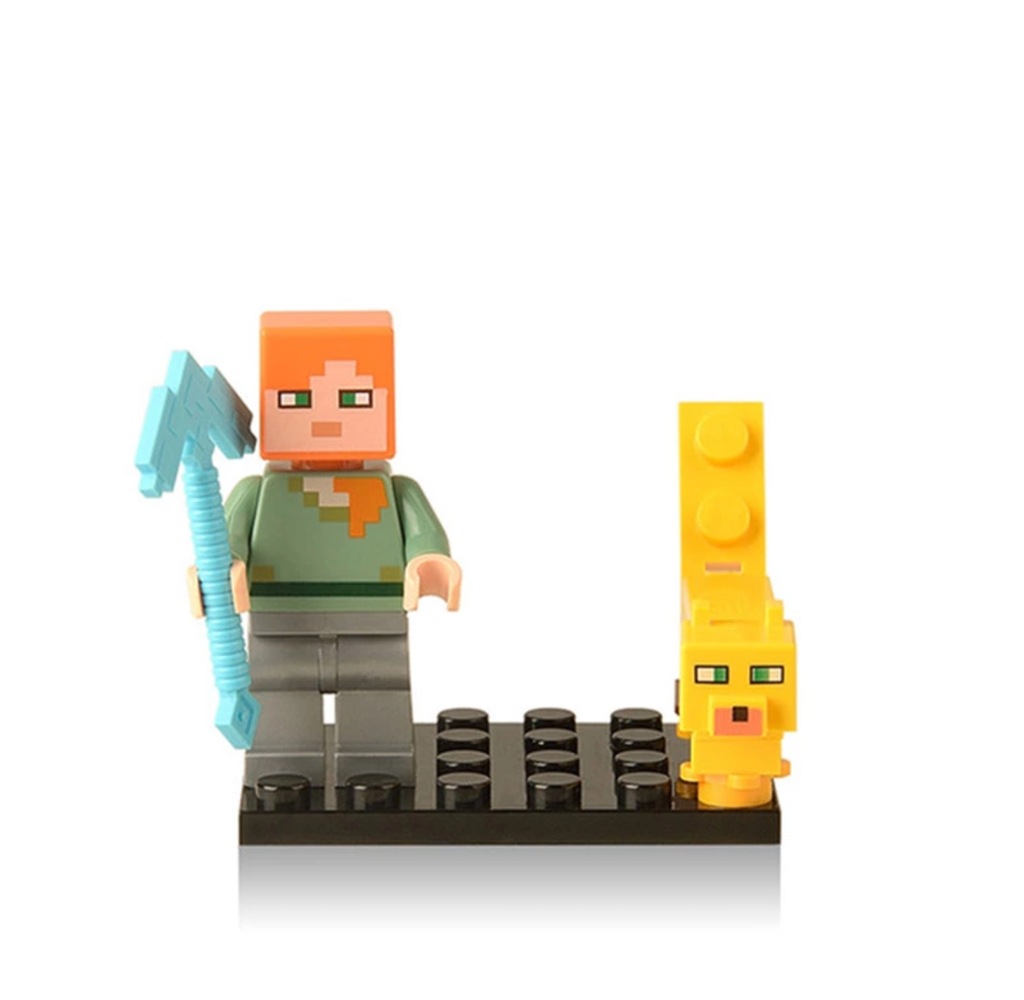 Nowe figurki z MINECRAFT zestaw Alex ocelot gepard