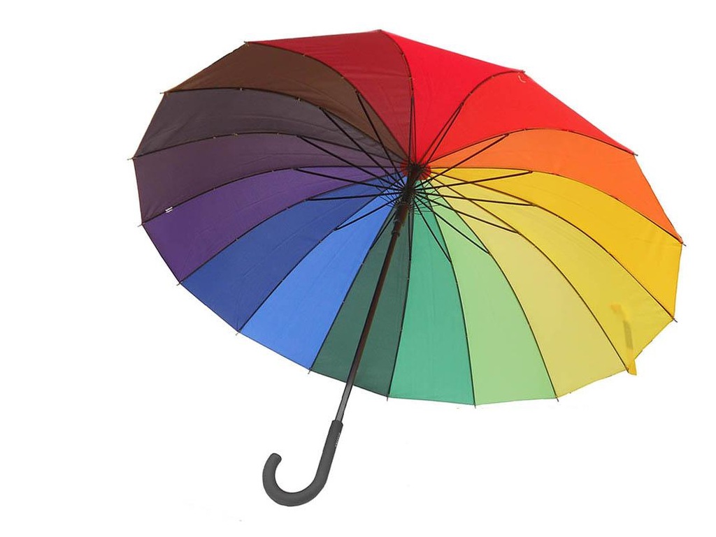 ELEGANCKI PARASOL Z WYGIĘTĄ RĄCZKĄ TĘCZA ZILLER