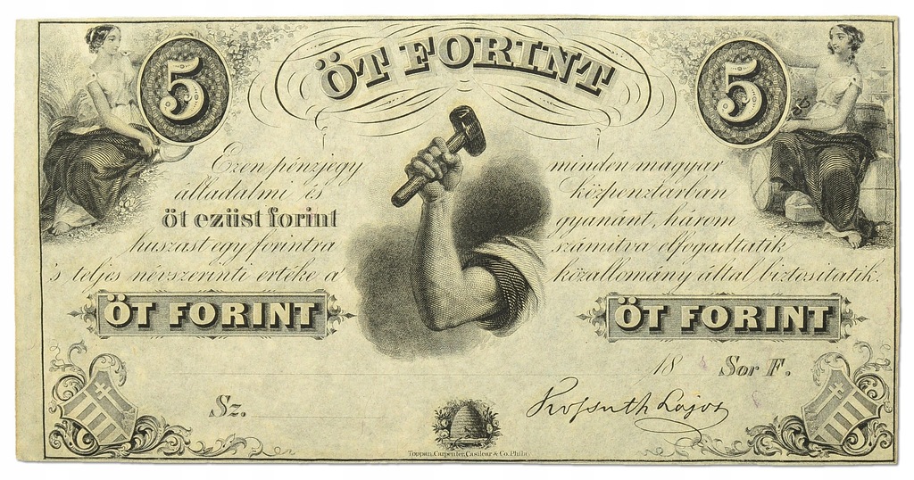 16.Węgry, 5 Forintów 1852, P.S143, St.2/3+