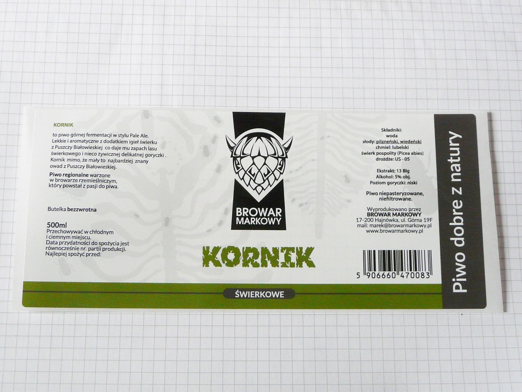 BROWAR MARKOWY. KORNIK. 500 ml.