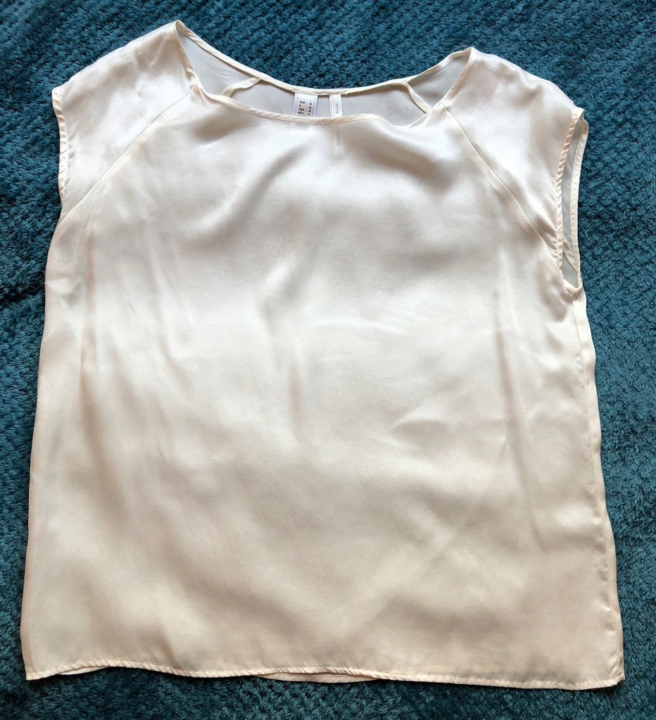 MANGO jedwabna bluzka t-shirt ecru oversize M 38