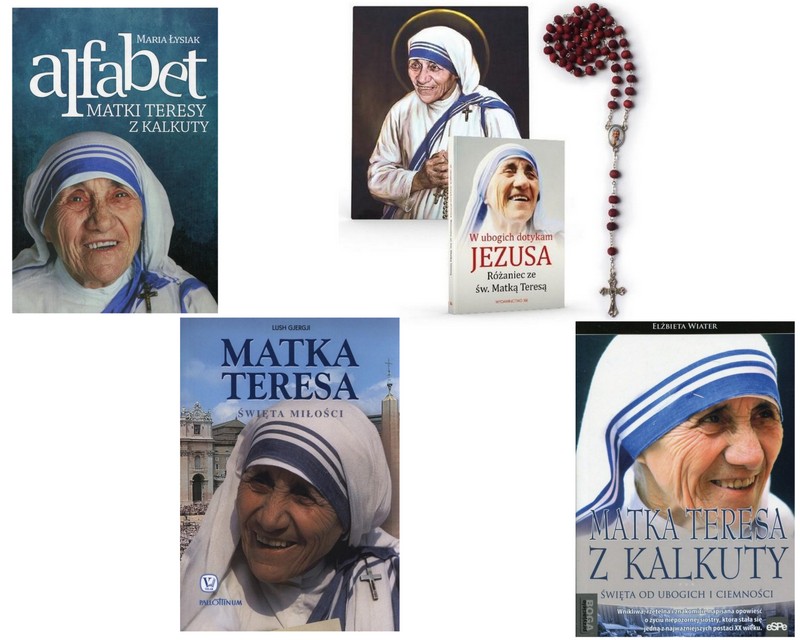ŚWIĘTA Matka Teresa z Kalkuty + drewniany RÓŻANIEC