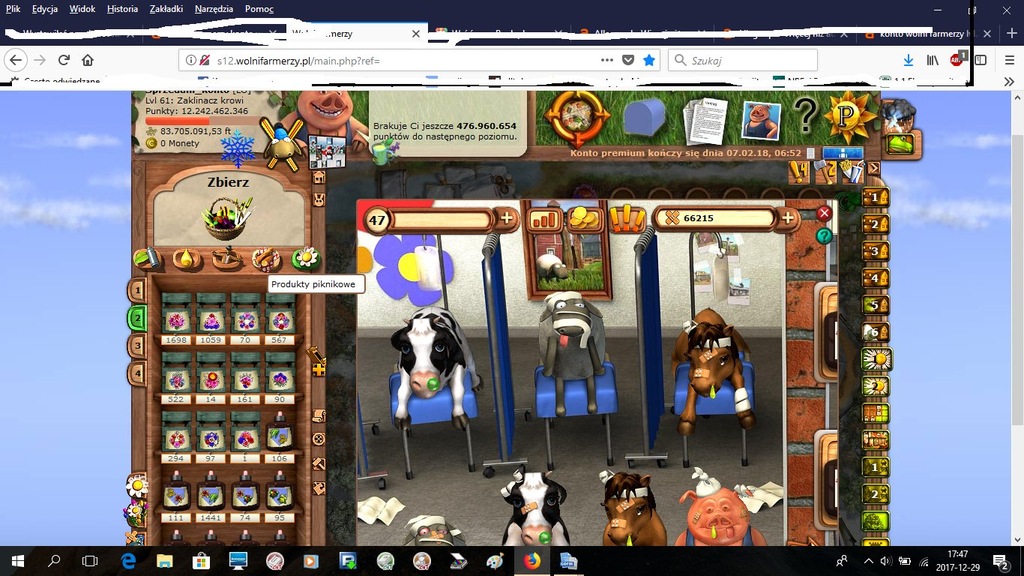 Wolni Farmerzy konto w grze serwer 12 lvl 61