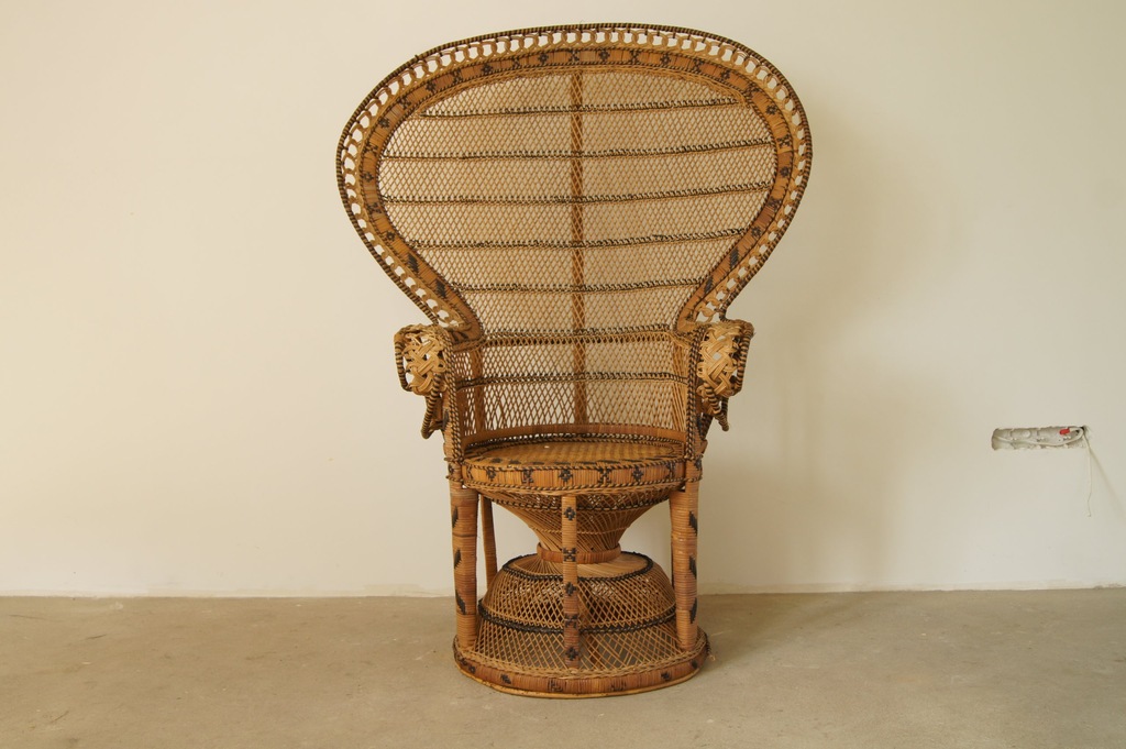 Fotel rattanowy Peacock Francja lata 70-te vintage