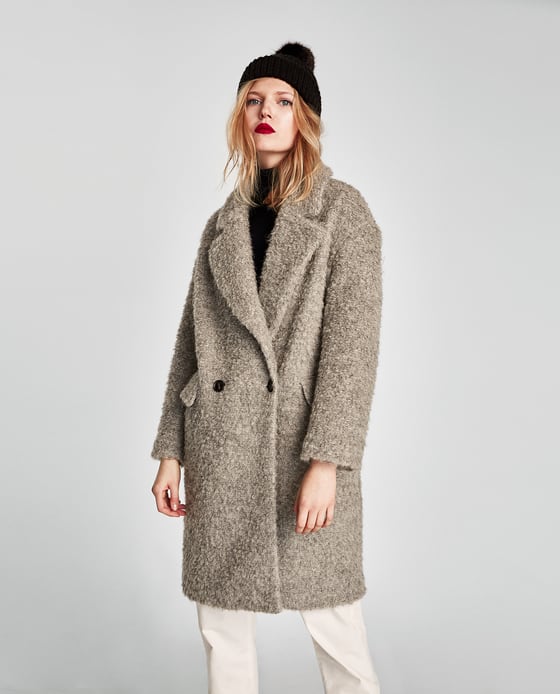ZARA płaszcz boucle szary z połami OSTATNI RAZ!  M