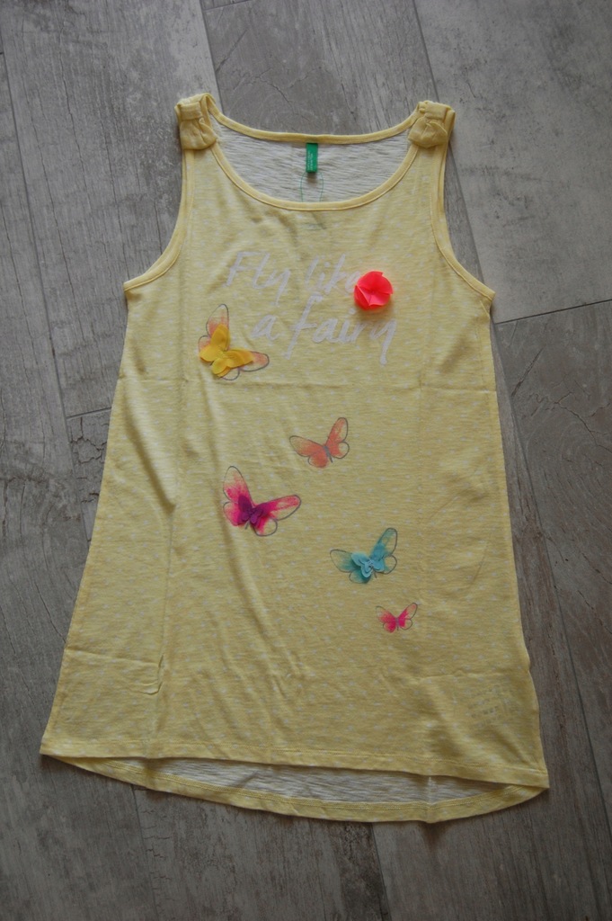 Żółta bluzeczka z motylkiem dla dziewczynki 130