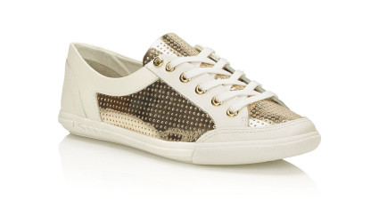 KAZAR - białe złote skórzane trampki sneakersy 38