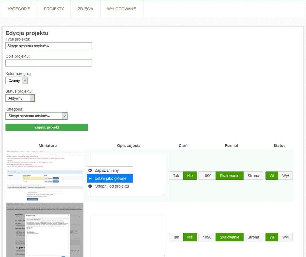 Skrypt PHP JS: Internetowa galeria zdjęć z panelem