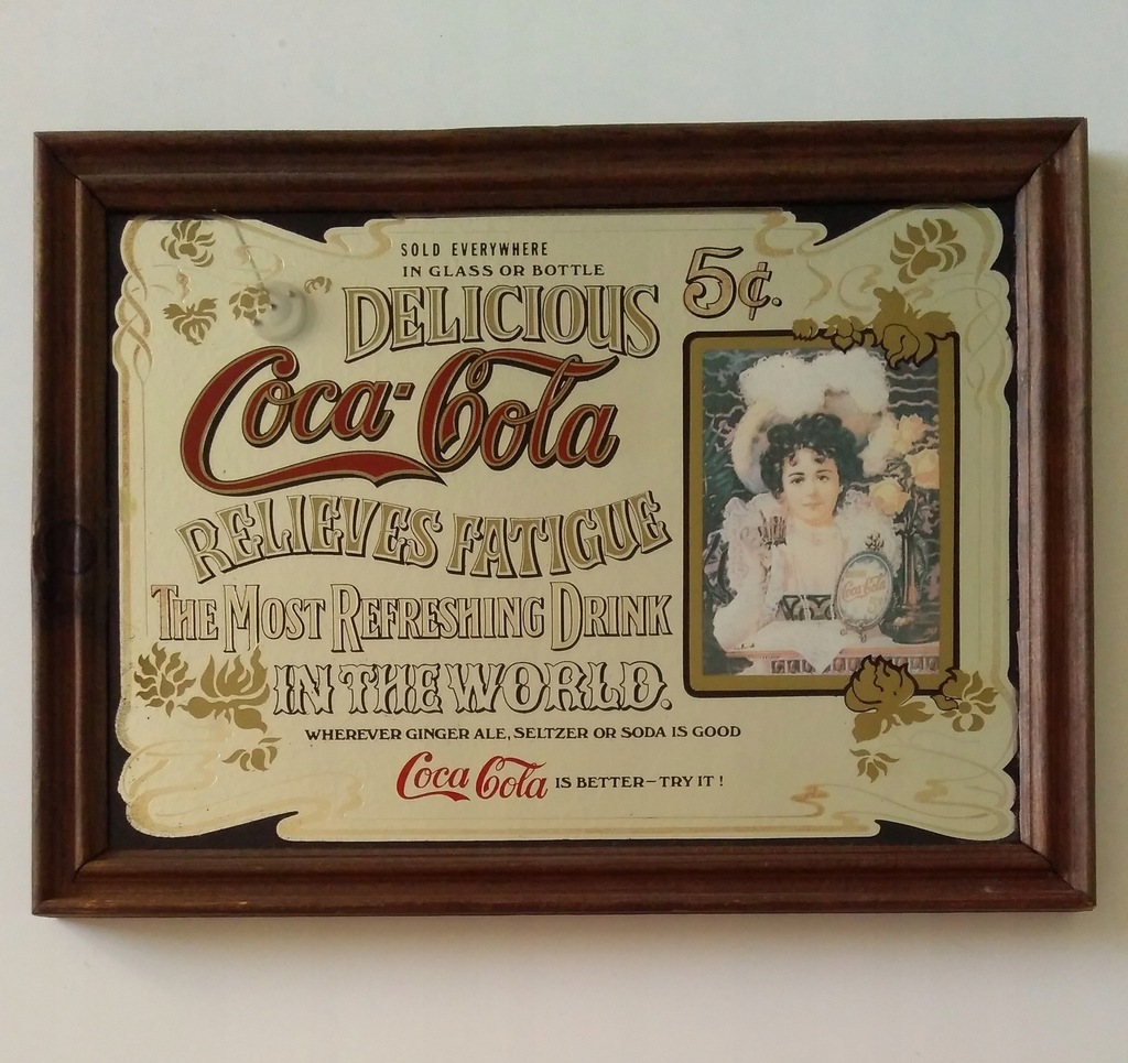 Lustro barowe Coca-Cola vintage retro plakat deko