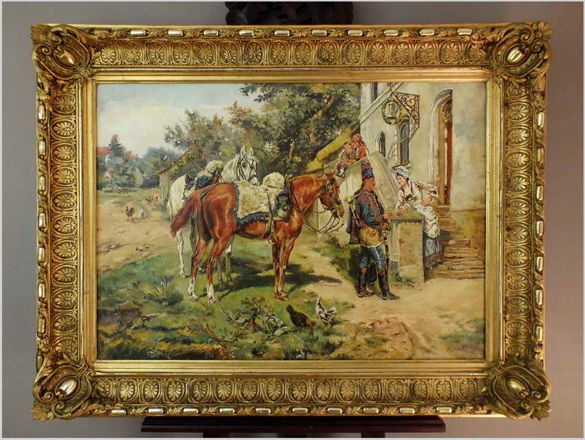 HUZAR I DZIEWCZYNA - ANGELO JANK (1868-1940)
