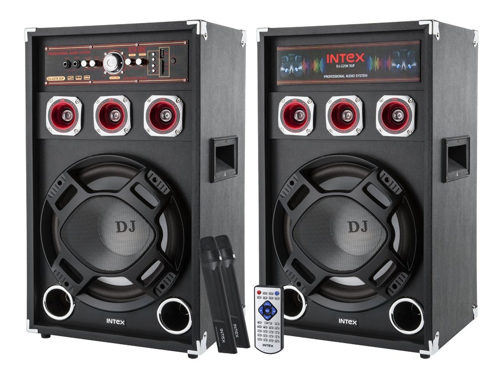 2 Kolumny głośnikowe DJ-220K SUF INTEX MIKROFON
