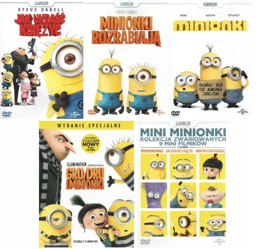 Minionki 1 2 3 4 5 Komplet 5 X Dvd Oficjalne Archiwum Allegro