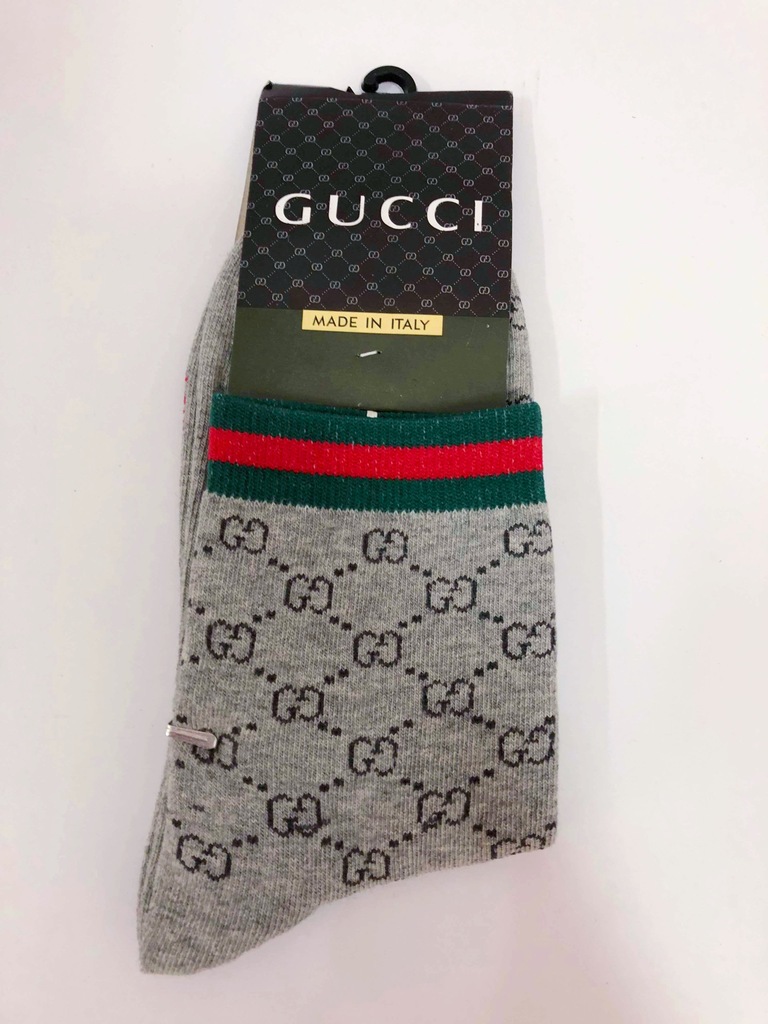 skarpetki Gucci logo męskie damskie siwiec szare