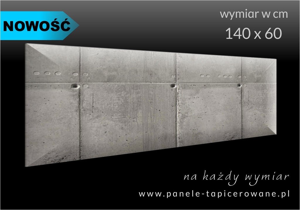 Panel tapicerowany - zagłówek 3D BETON 140x60