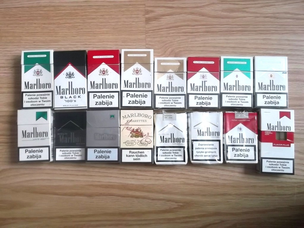 Papierosy Marlboro - kolekcja 16 otwartych paczek