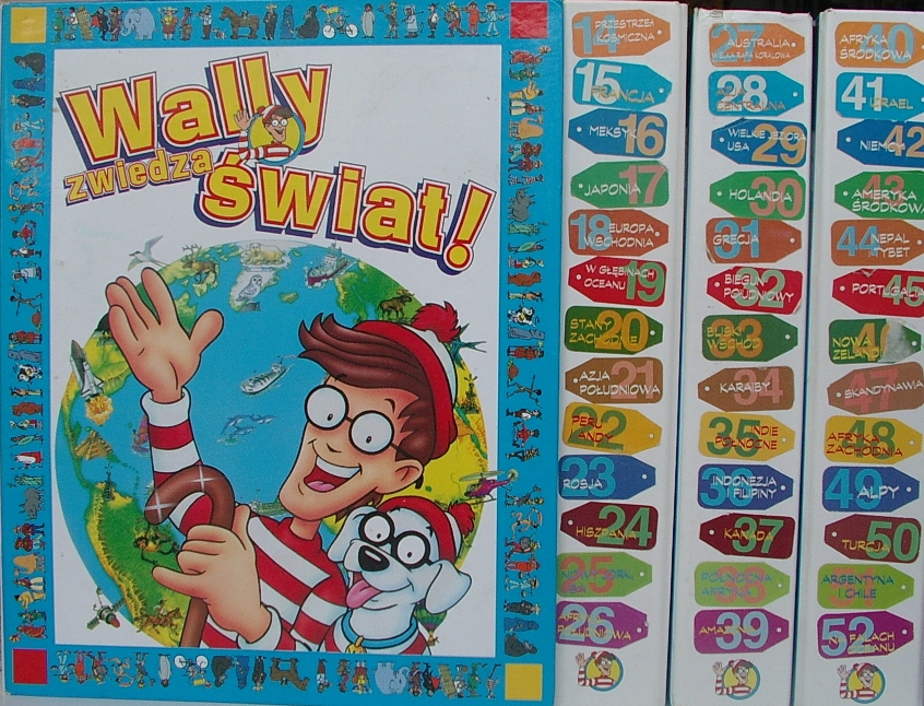 WALLY ZWIEDZA ŚWIAT 4 segregatory KOMPLET 1-52 WAW
