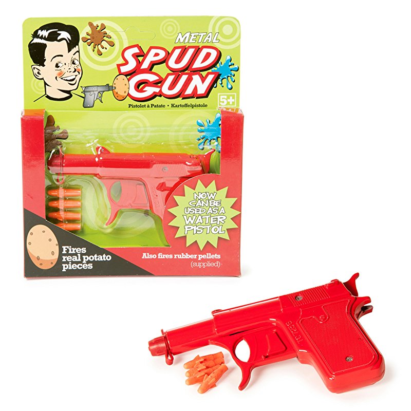 METALOWY PISTOLET NA WODE I TE NA KAWAŁKI ZIEMNIAK