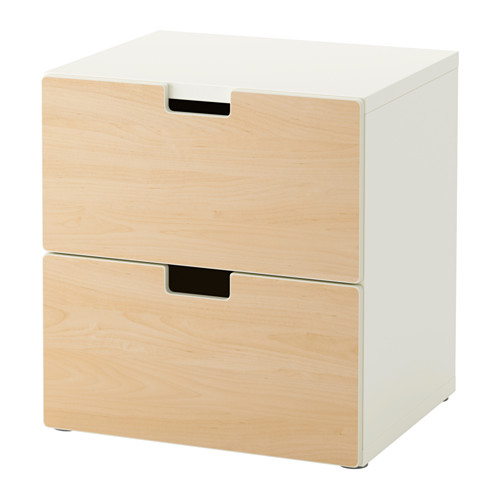 IKEA STUVA Komoda, 2 szuflady, biały/brzoza